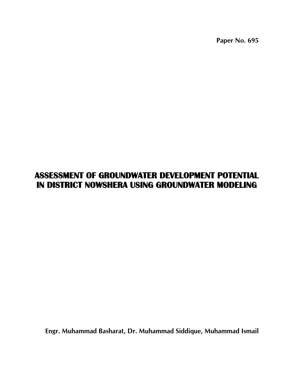 Assessment of Groundwater Development Potential in District Nowshera Using Groundwater Modeling
