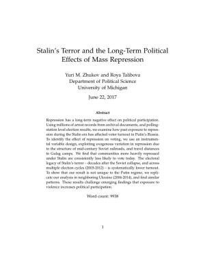 Stalin's Terror and the Long-Term Political Effects of Mass Repression
