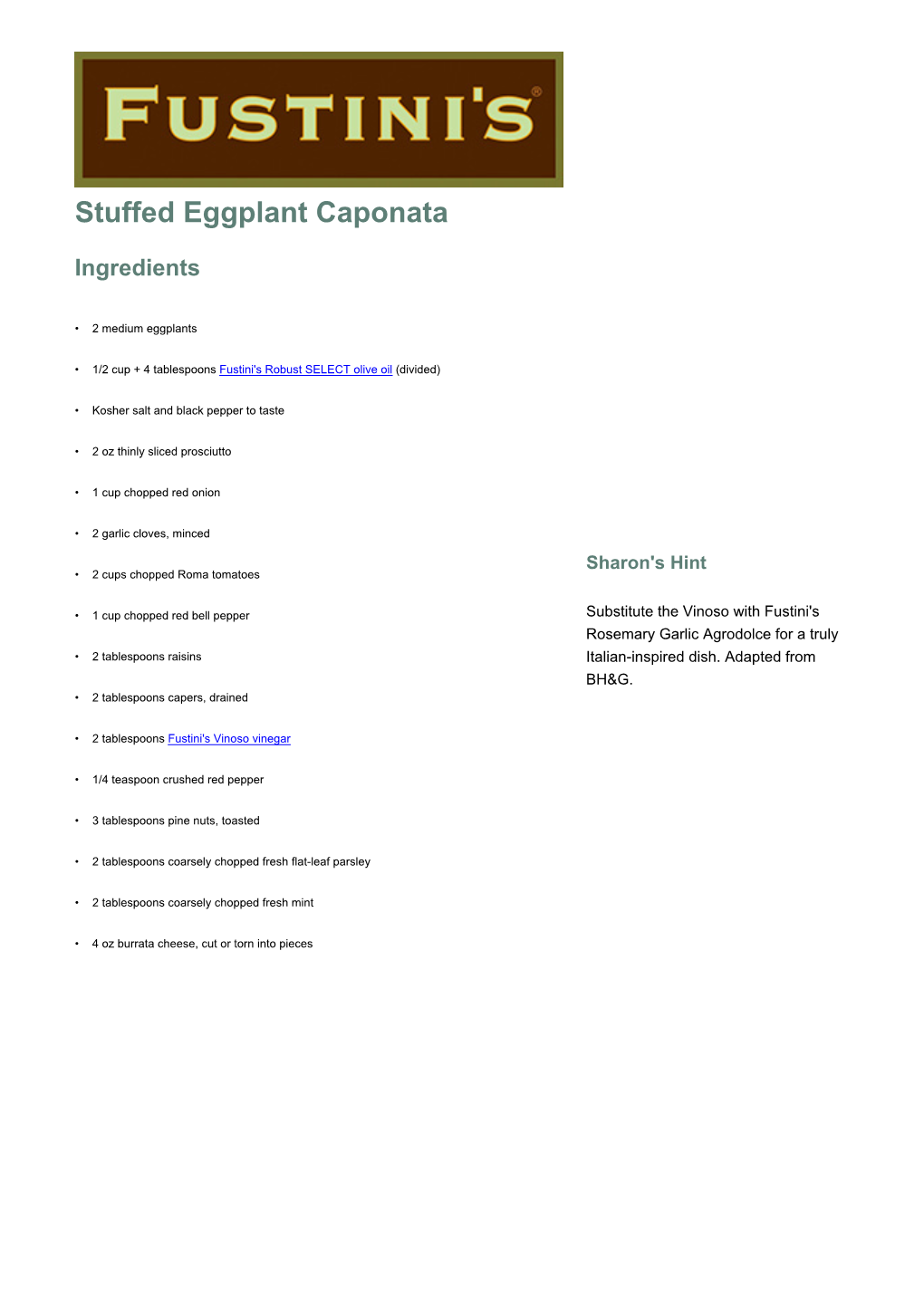 Stuffed Eggplant Caponata