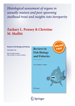 Histological Assessment of Organs in Sexually Mature and Post-Spawning Steelhead Trout and Insights Into Iteroparity