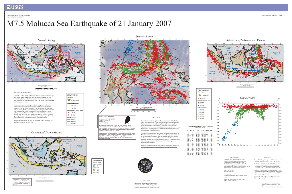 M7.5 Molucca Sea Earthquake of 21 January 2007