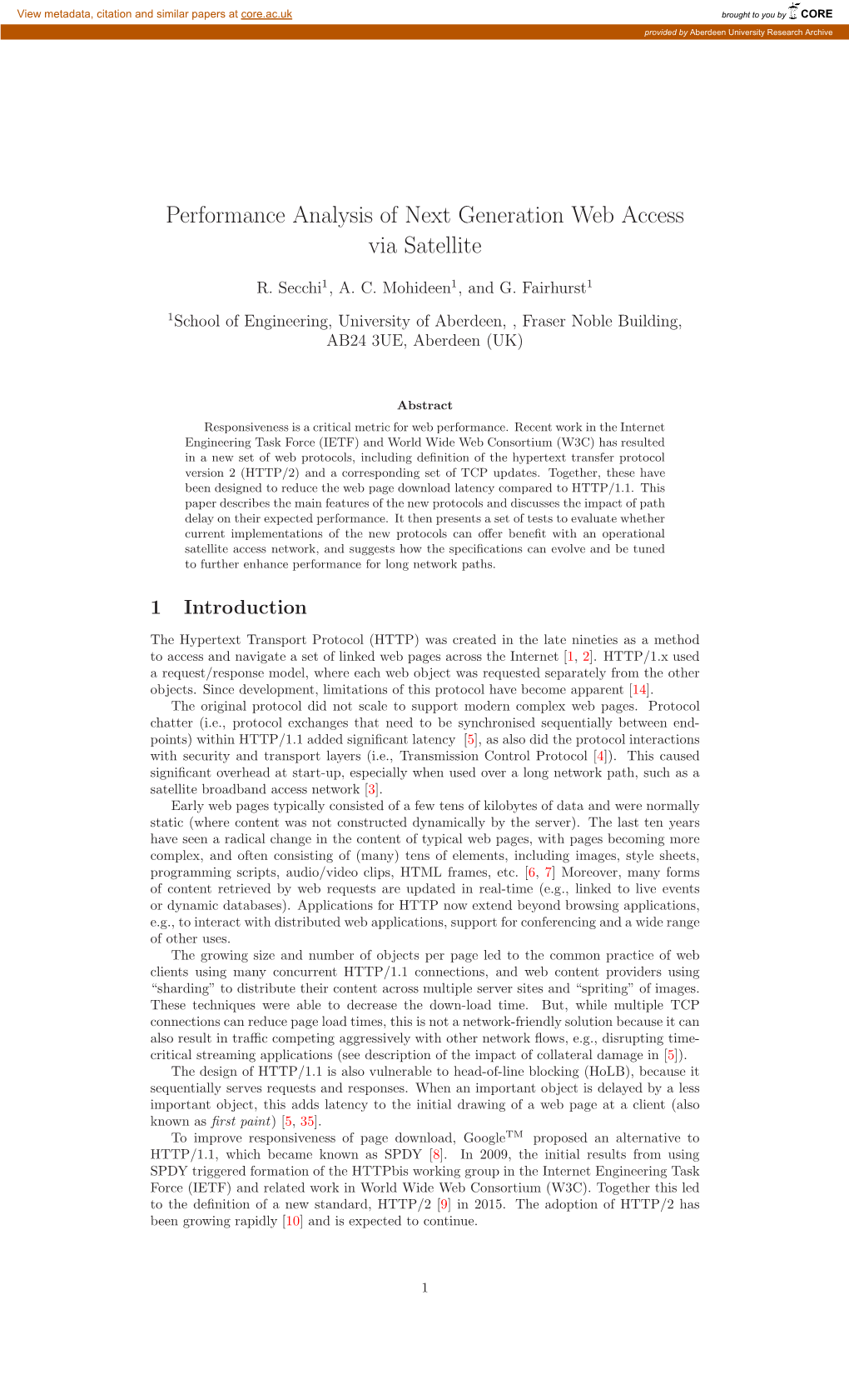 Performance Analysis of Next Generation Web Access Via Satellite