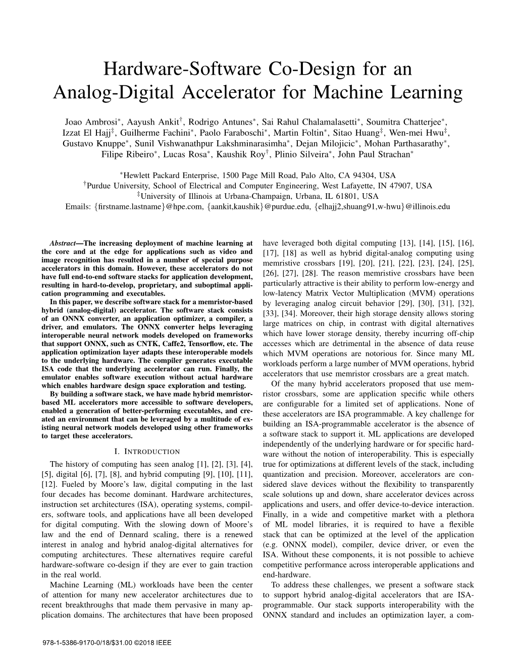 Hardware-Software Co-Design for an Analog-Digital Accelerator for Machine Learning
