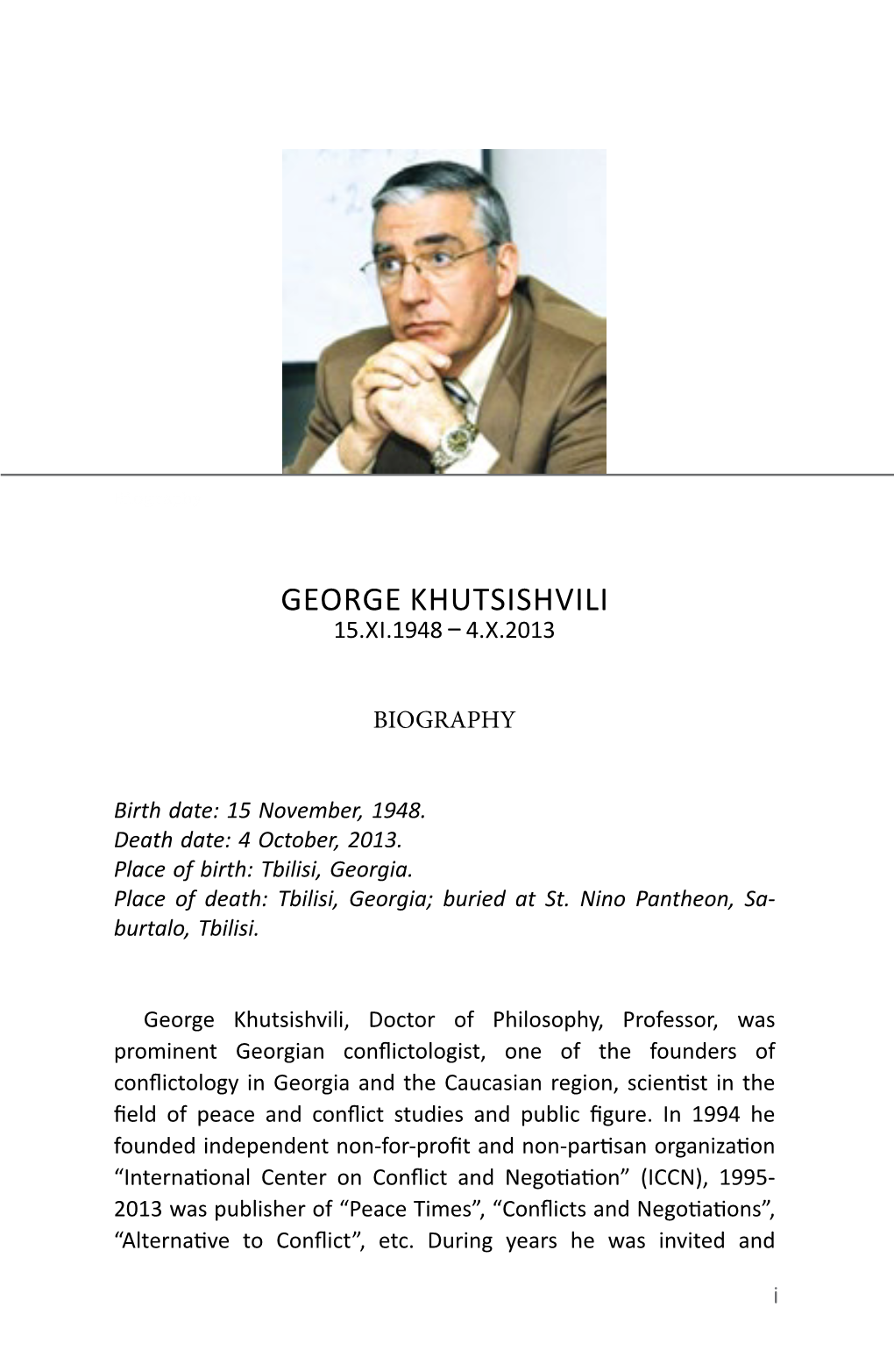 George Khutsishvili's BIOGRAPHY