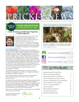 Prickly News South Coast Cactus & Succulent Society Newsletter | Feb 2021