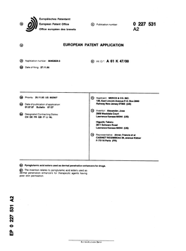 Pyroglutamic Acid Esters Used As Dermal Penetration Enhancers for Drugs