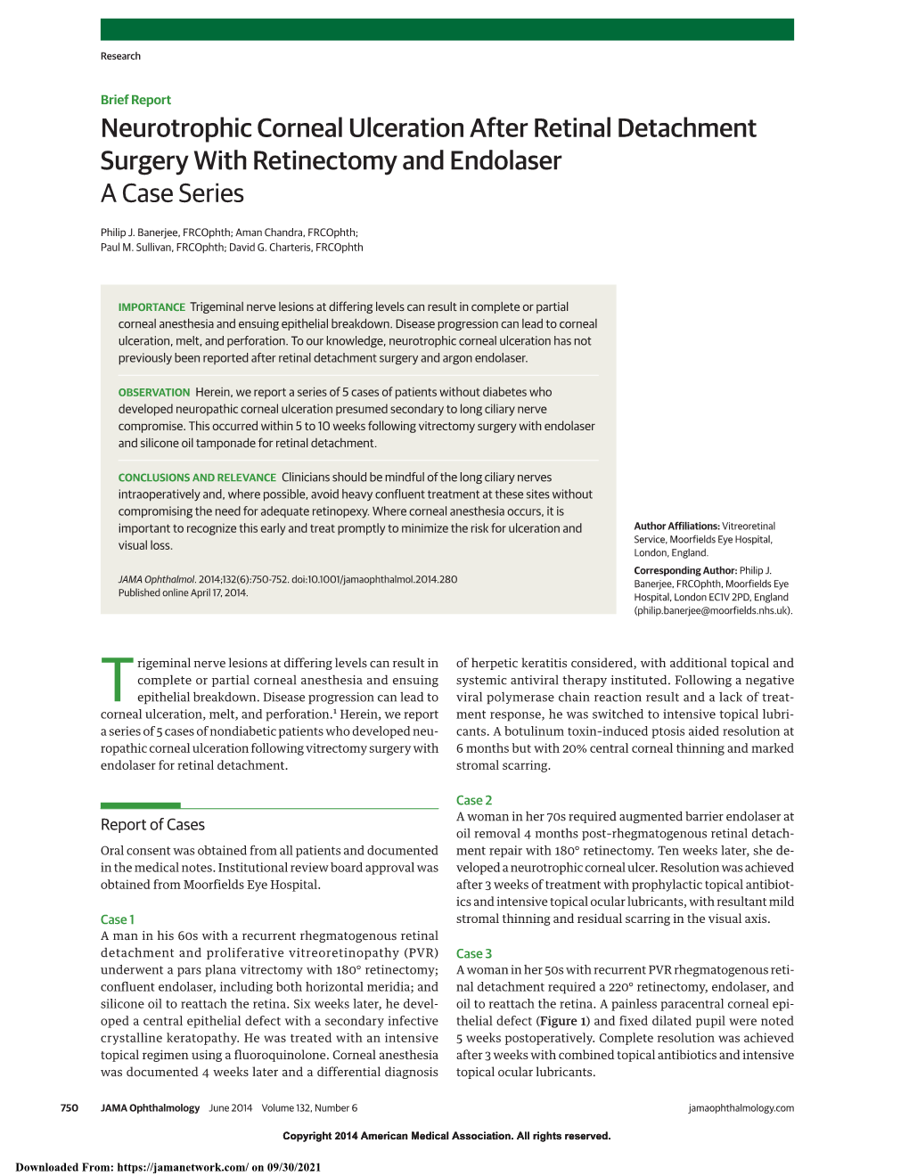 Neurotrophic Corneal Ulceration After Retinal Detachment Surgery with Retinectomy and Endolaser a Case Series