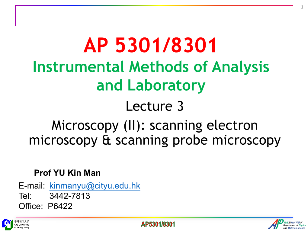 (II): Scanning Electron Microscopy & Scanning Probe Microscopy