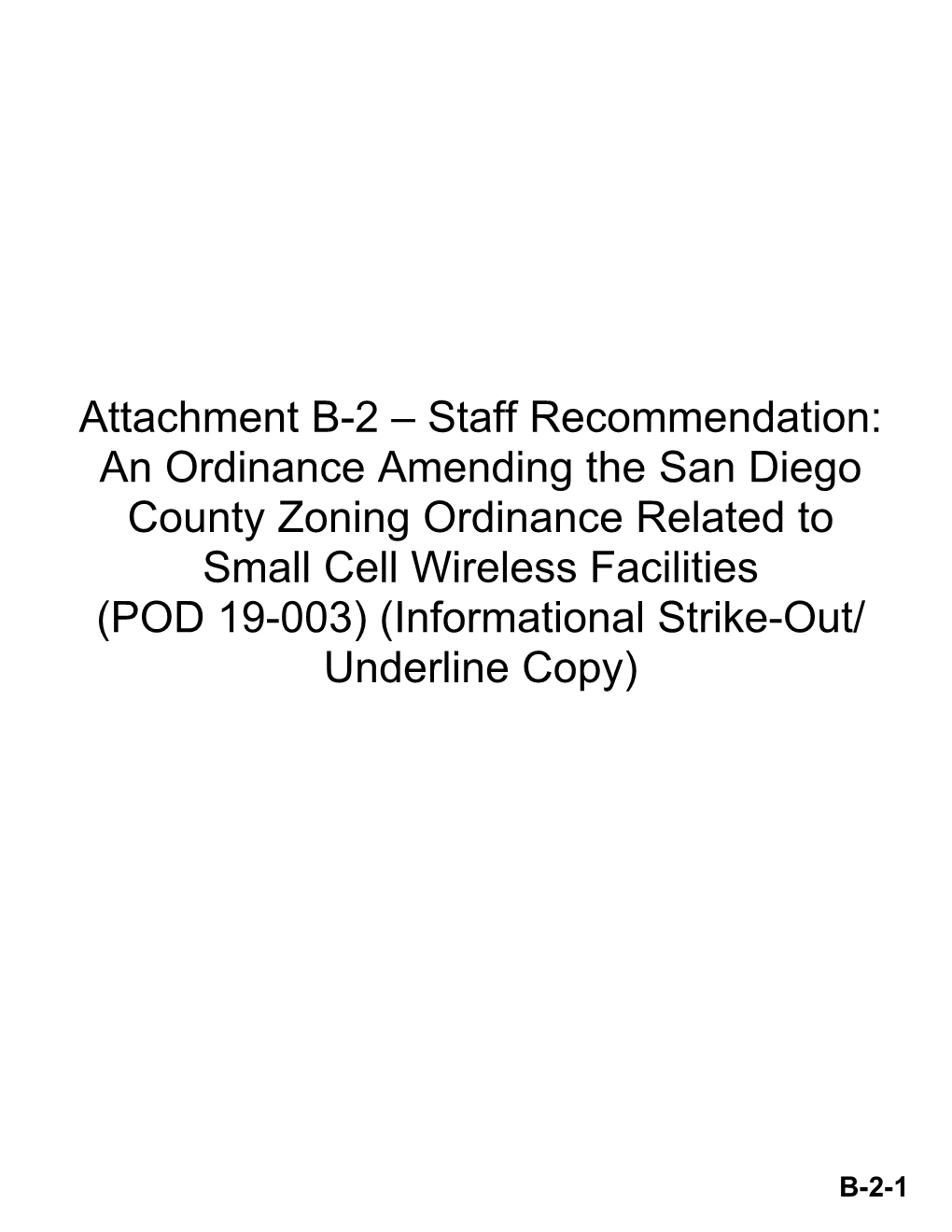 Attachment B-2 – Staff Recommendation: an Ordinance Amending
