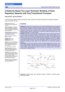 G-Networks Based Two Layer Stochastic Modeling of Gene Regulatory Networks with Post-Translational Processes