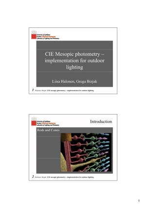 CIE Mesopic Photometry – Implementation for Outdoor Lighting