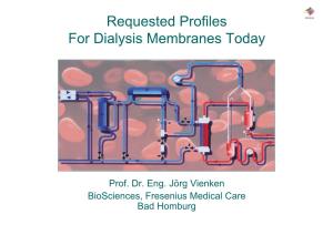 Requested Profiles for Dialysis Membranes Today