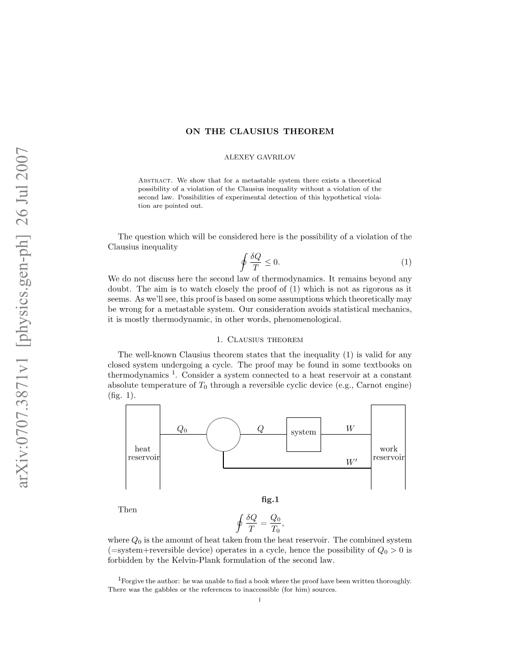 On the Clausius Theorem 3