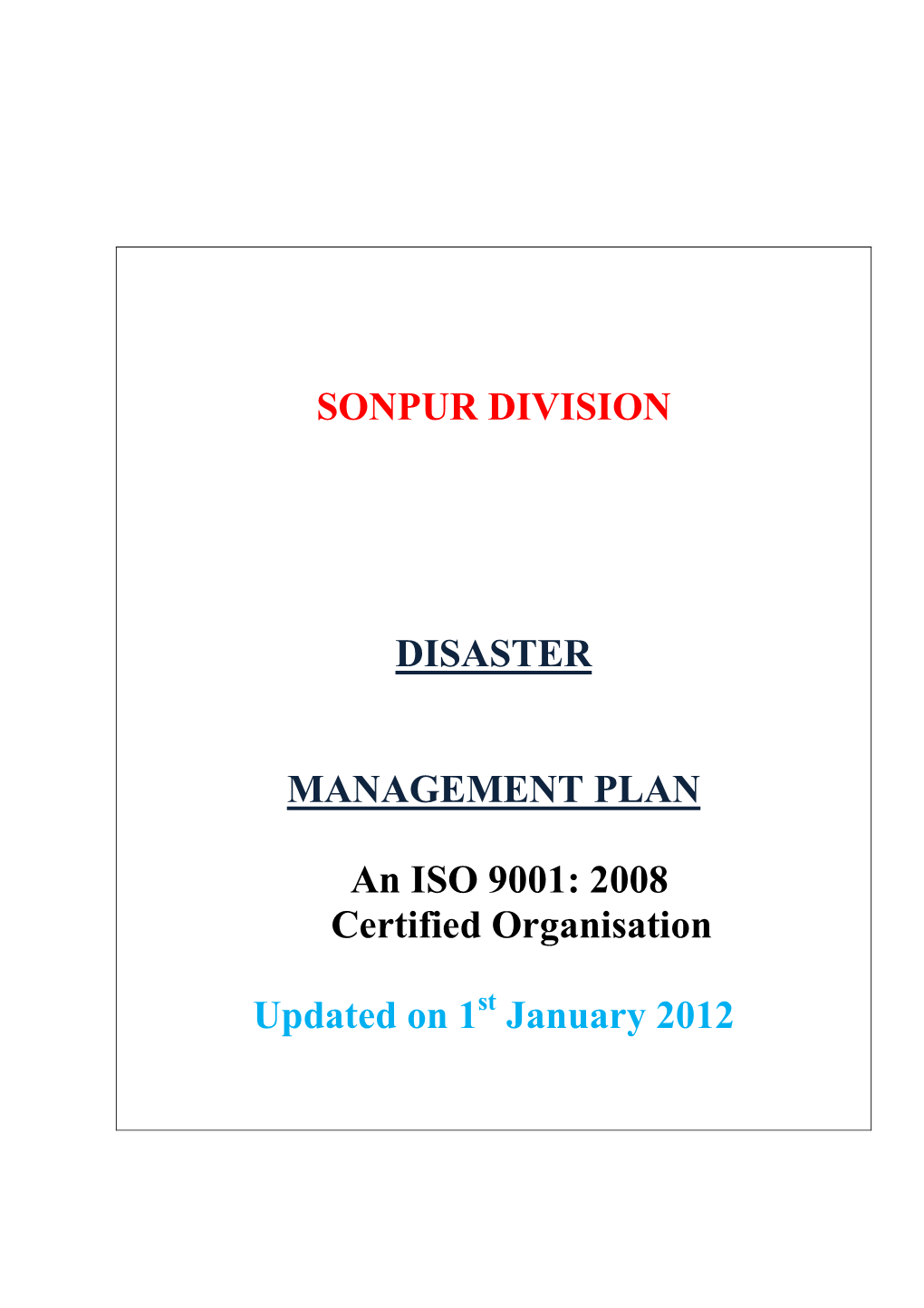 Disaster Management Plan