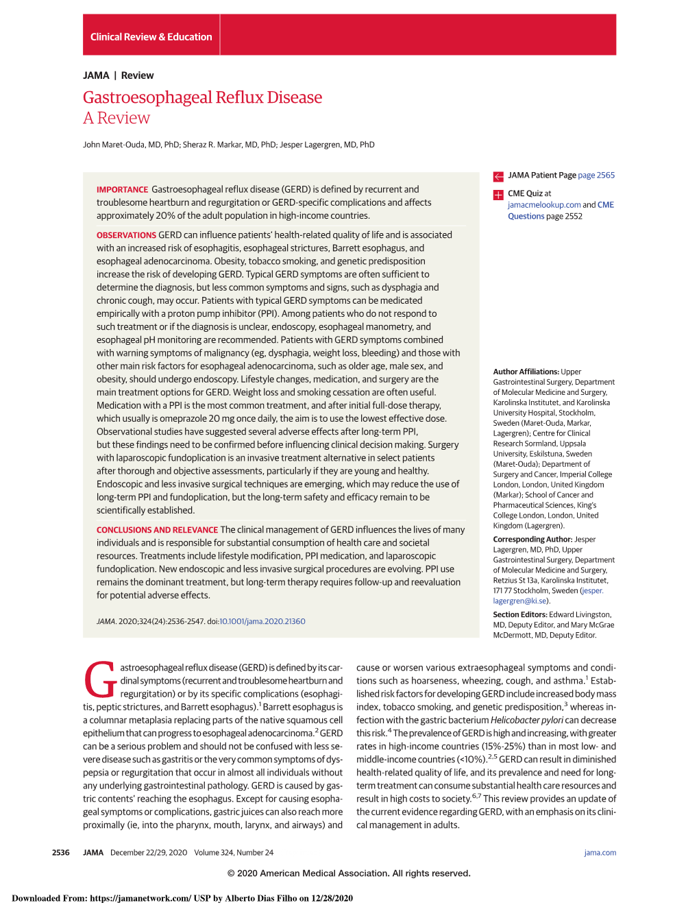 Gastroesophageal Reflux Disease: a Review