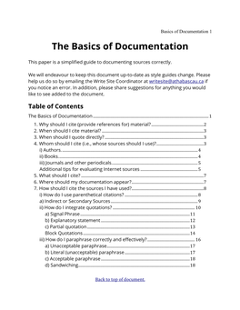 The Basics of Documentation