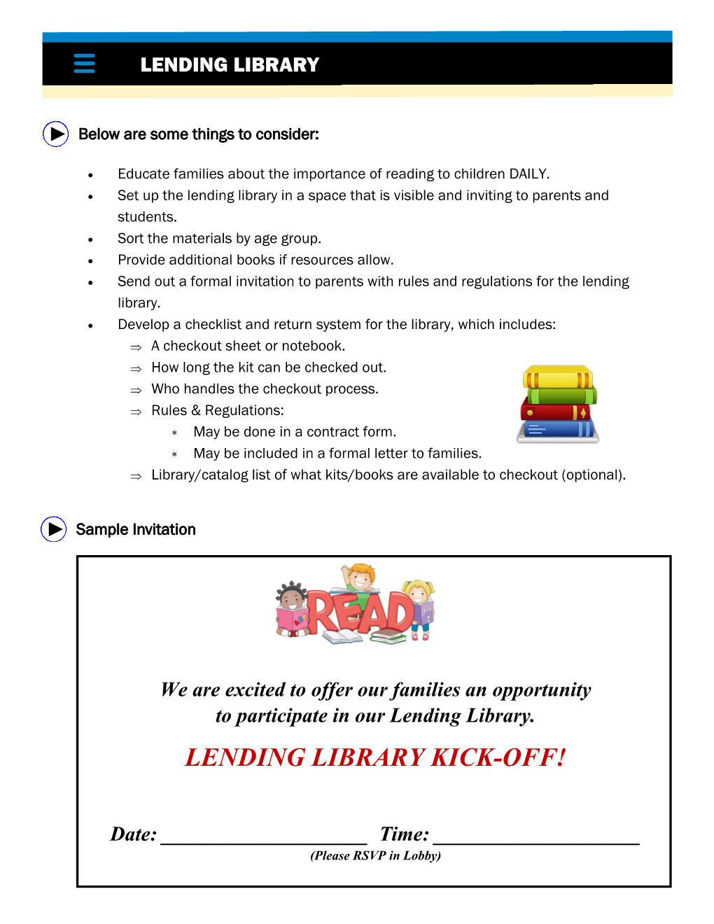 Lending Library Kick-Off!