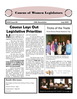 Caucus Lays out Legislative Priorities