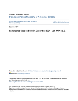 Endangered Species Bulletin, December 2004 - Vol