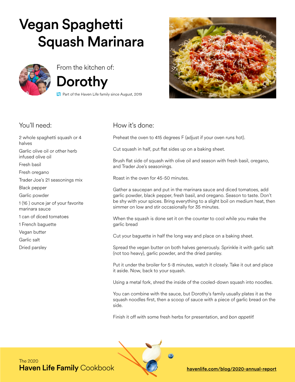 Vegan Spaghetti Squash Marinara Dorothy