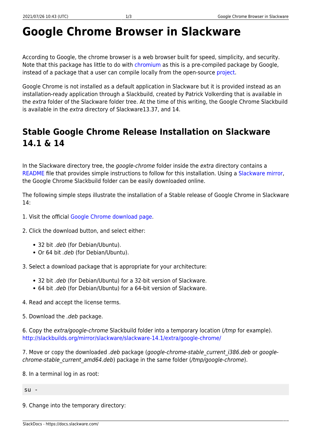 Google Chrome Browser in Slackware Google Chrome Browser in Slackware