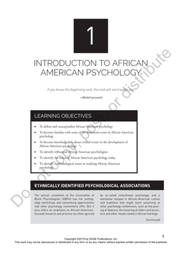 Chapter 1: Introduction to African American Psychology