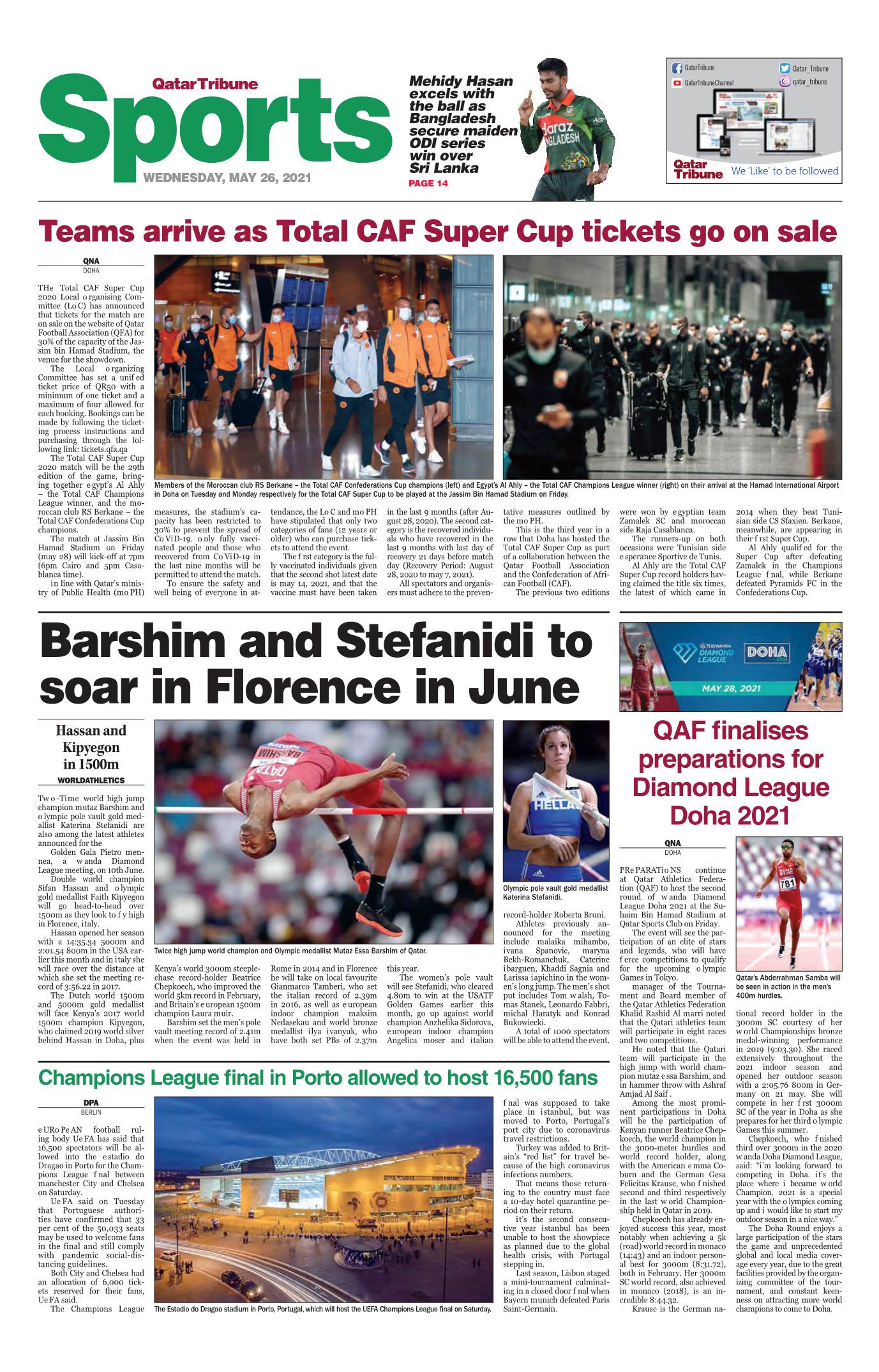 Barshim and Stefanidi to Soar in Florence in June Hassan and QAF Finalises Kipyegon in 1500M Preparations for Worldathletics