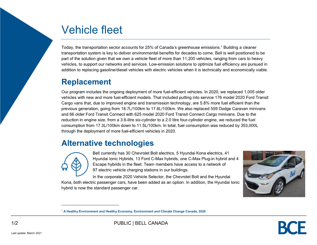 2020 Information Sheet on Our Vehicle Fleet