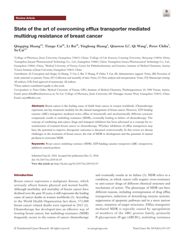 State of the Art of Overcoming Efflux Transporter Mediated Multidrug Resistance of Breast Cancer