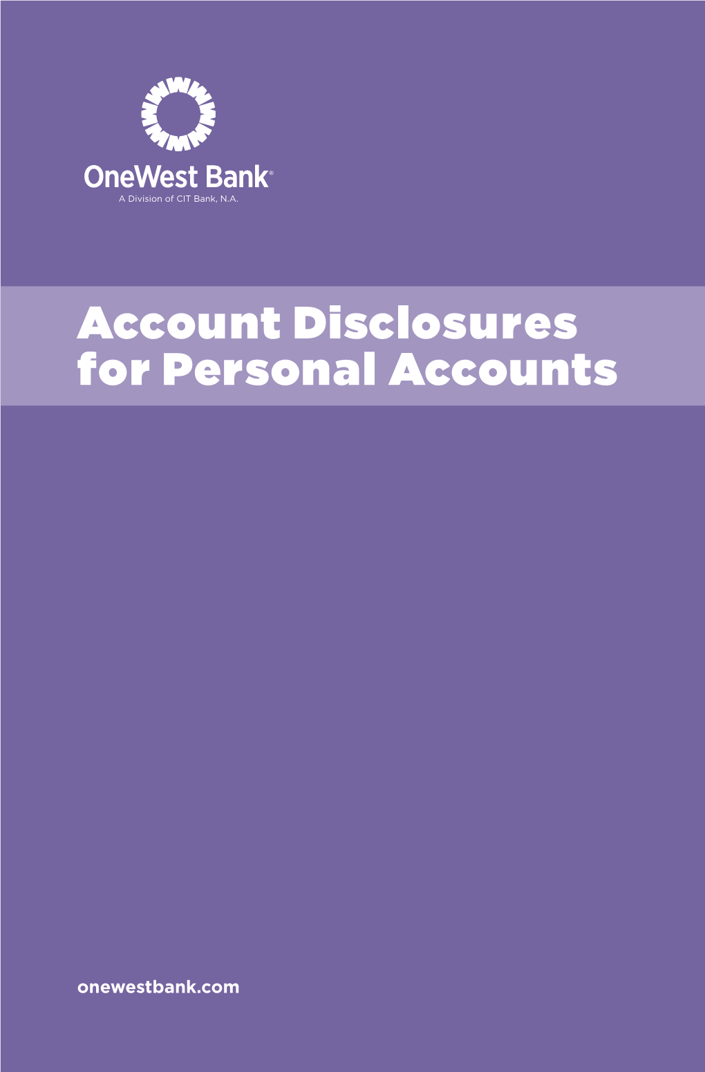 Account Disclosures for Personal Accounts