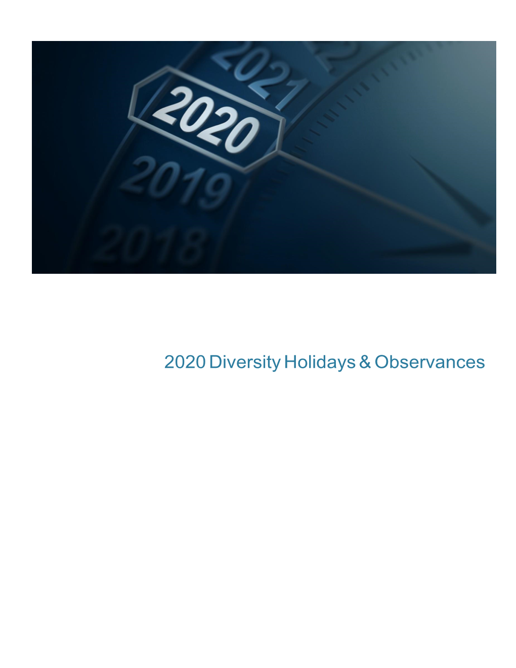 2020 Diversity Holidays & Observances