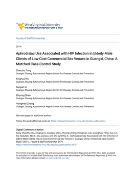 Aphrodisiac Use Associated with HIV Infection in Elderly Male Clients of Low-Cost Commercial Sex Venues in Guangxi, China: a Matched Case-Control Study