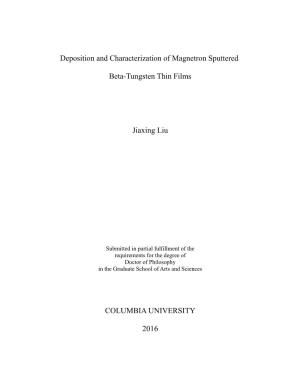 Deposition and Characterization of Magnetron Sputtered Beta