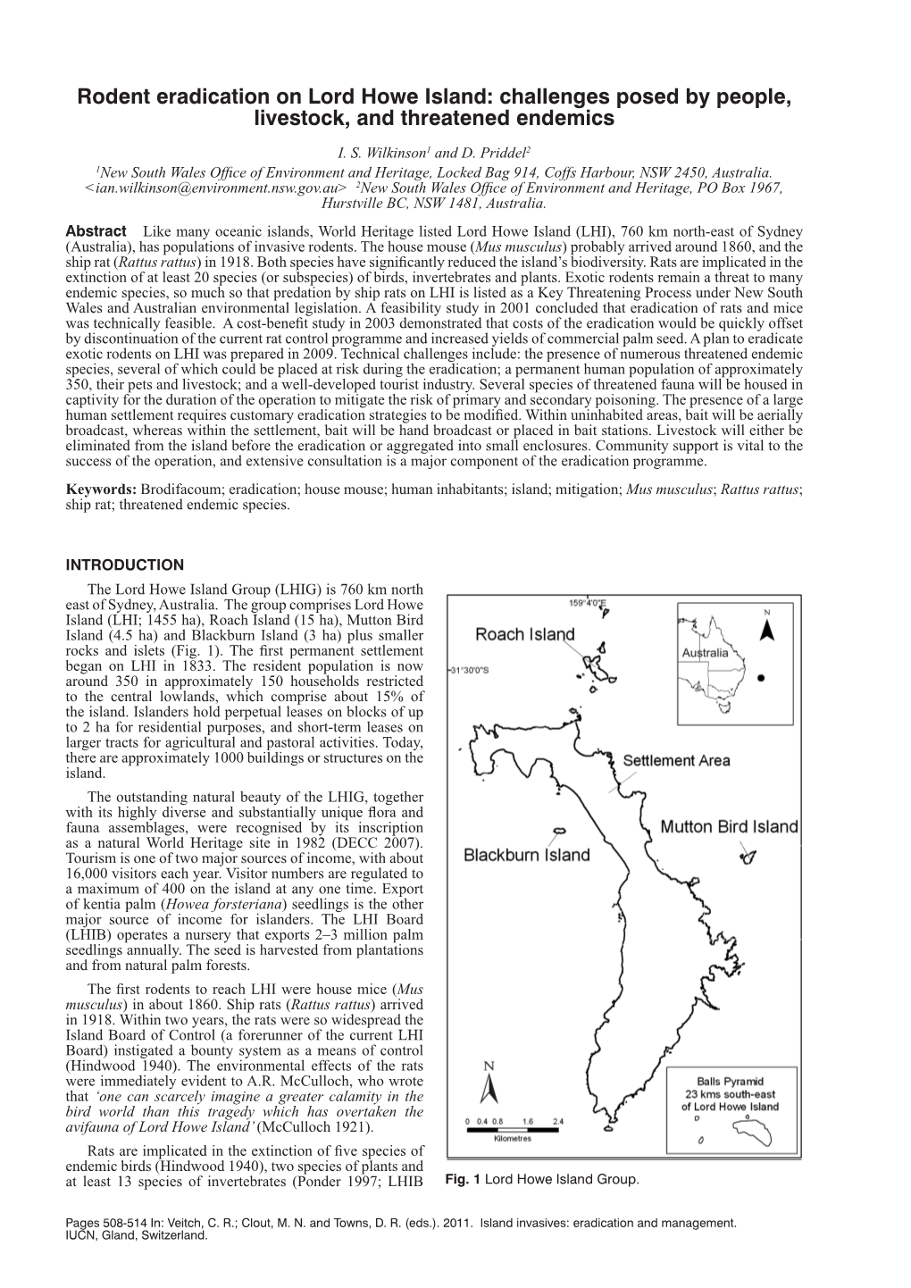 Rodent Eradication on Lord Howe Island: Challenges Posed by People, Livestock, and Threatened Endemics Island Invasives: Eradication and Management