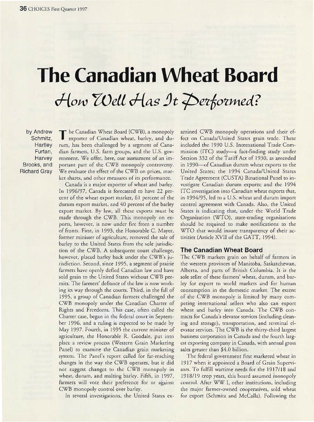 The Canadian Wheat Board