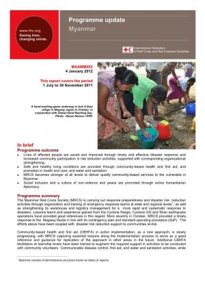 Programme Update Myanmar