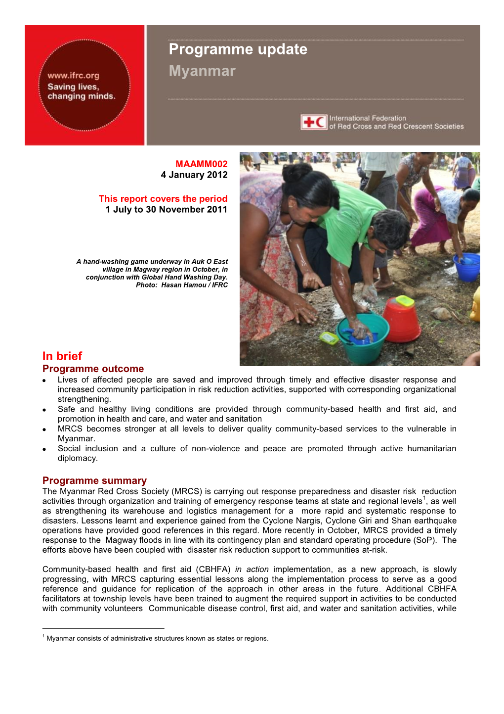 Programme Update Myanmar