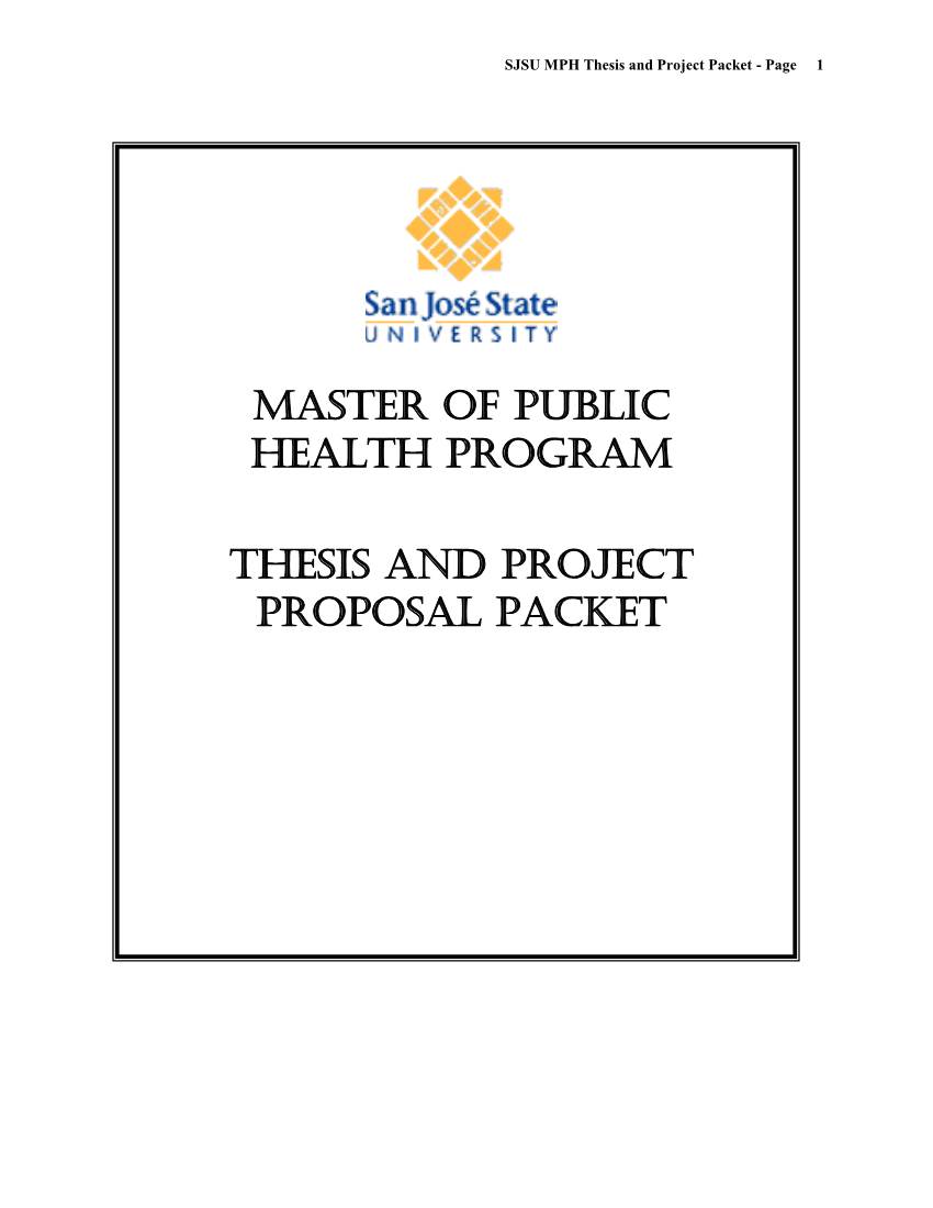 Master of Public Health Program THESIS and Project Proposal