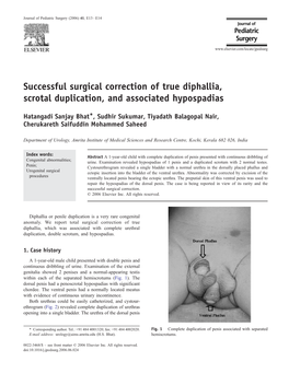 Successful Surgical Correction of True Diphallia, Scrotal Duplication, and Associated Hypospadias