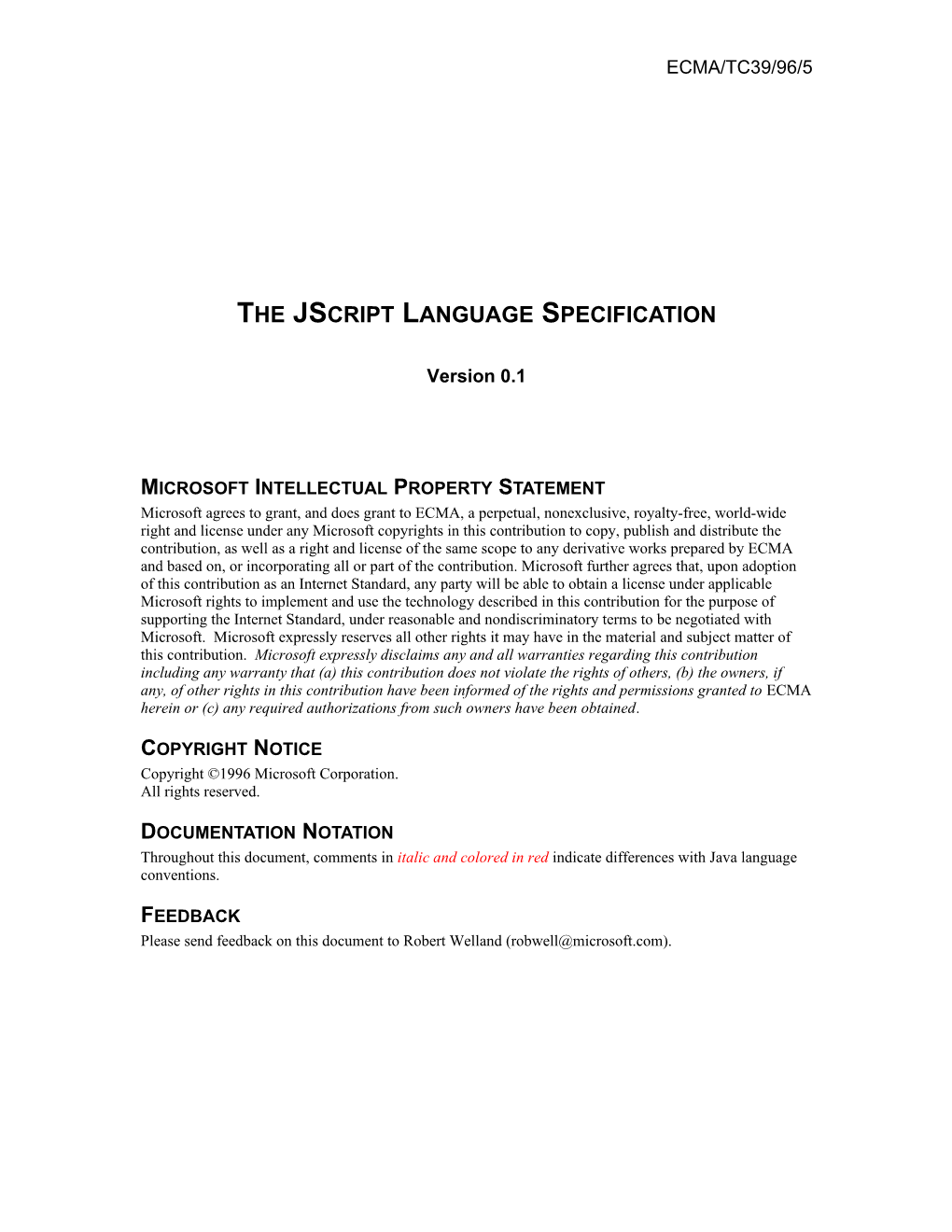 The Jscript Language Specification, Version
