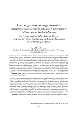 Las Transgresiones Del Tango Electrónico: Condiciones Sociales