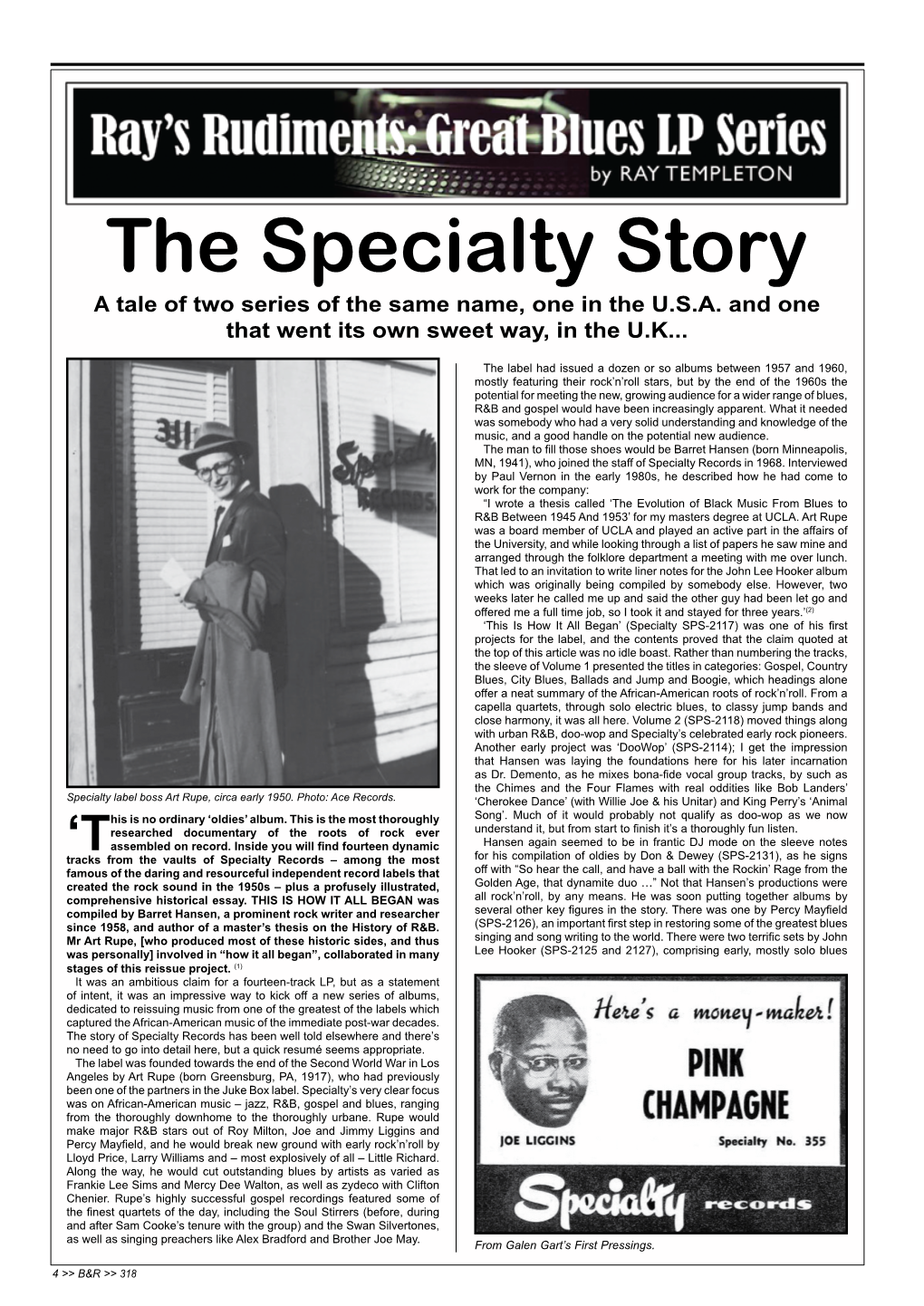 The Specialty Story a Tale of Two Series of the Same Name, One in the U.S.A