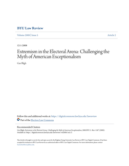 Extremism in the Electoral Arena: Challenging the Myth of American Exceptionalism Gur Bligh