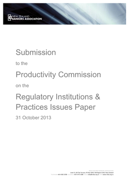 Submission Productivity Commission Regulatory Institutions & Practices