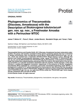 Phylogenomics of Thecamoebida (Discosea, Amoebozoa) with The