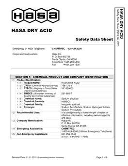 DRY ACID Safety Data Sheet (SDS No