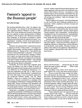 Pamyat's 'Appeal to the Russian People'