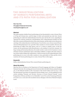 The Industrialization of Korea's Performing Arts
