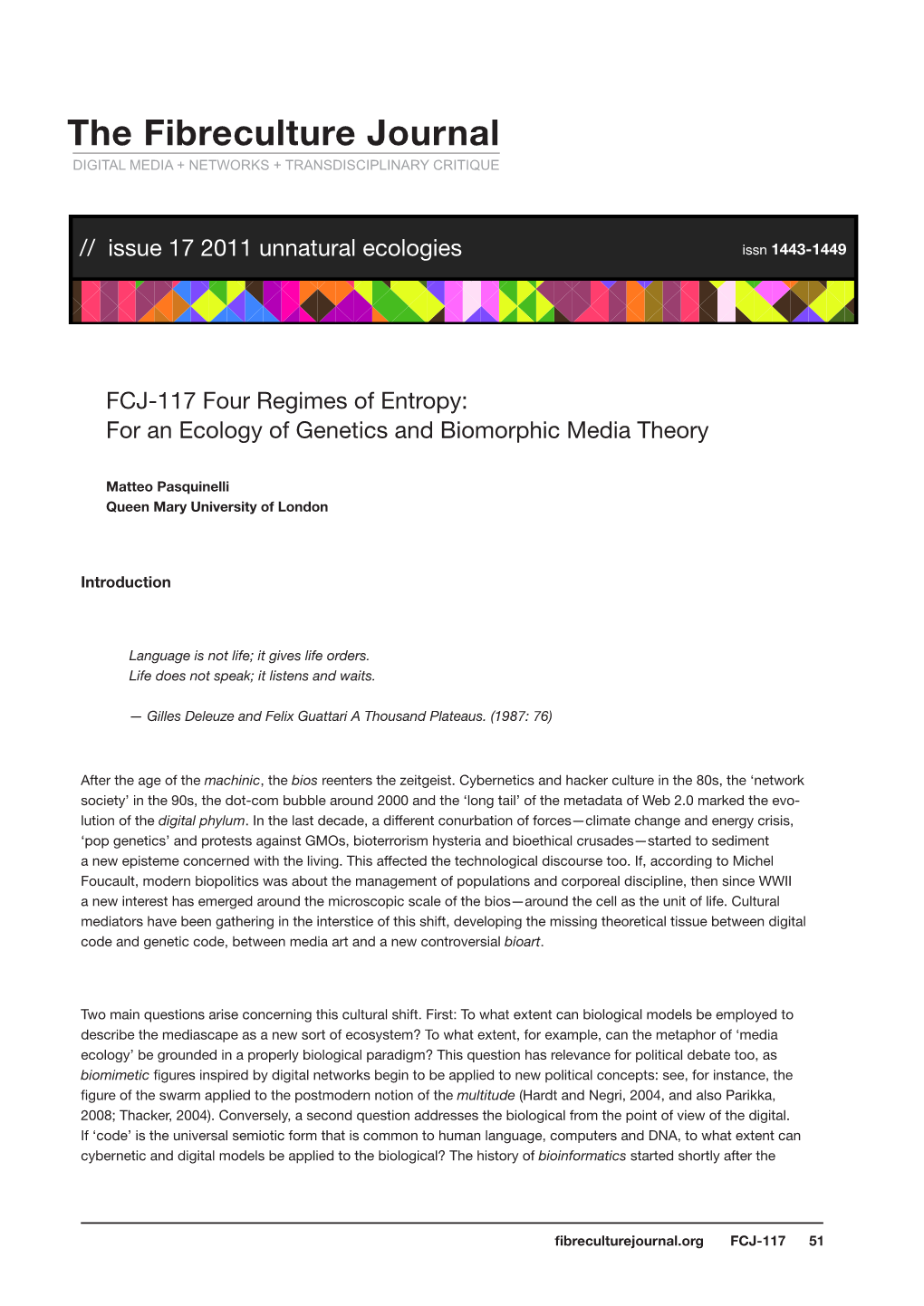 FCJ-118 Four Regimes of Entropy: for an Ecology of Genetics And