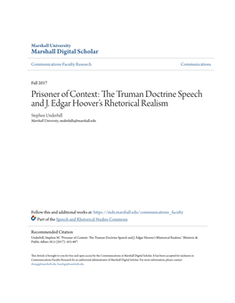 The Truman Doctrine Speech and J. Edgar Hoover’S Rhetorical Realism